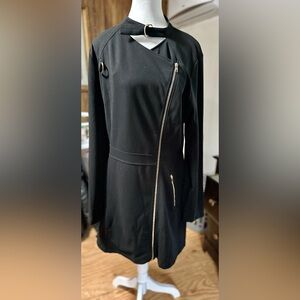 Trench Coat Dress, Black with Gold Zipper Accents, 2X